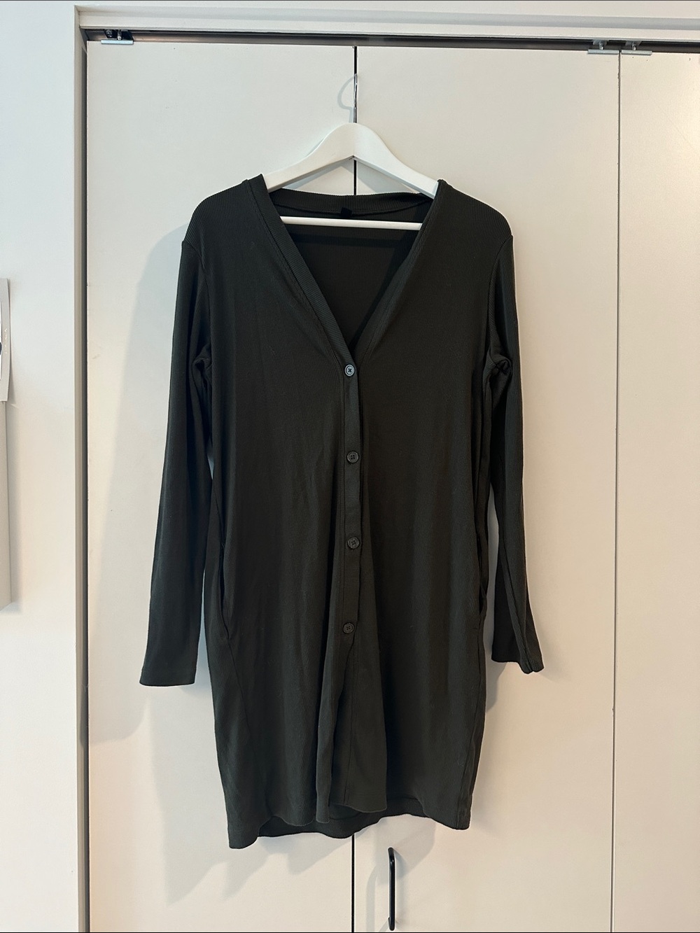 Uniqlo Dark Olive Green Longline Button Cardigan